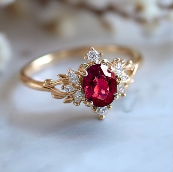 Cincin Rose Batu Merah