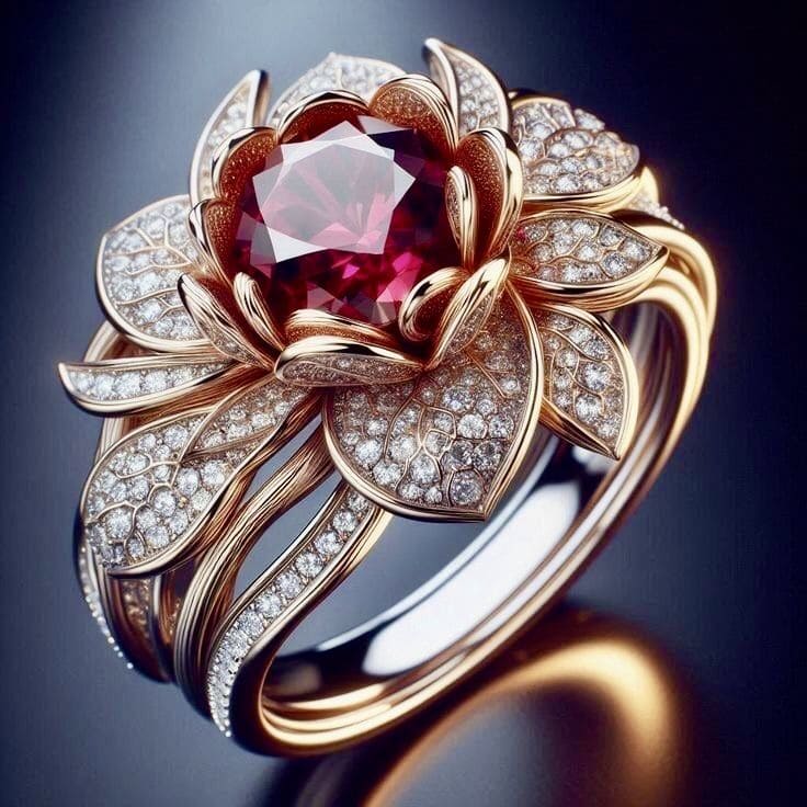 Cincin Rose Gold Floral