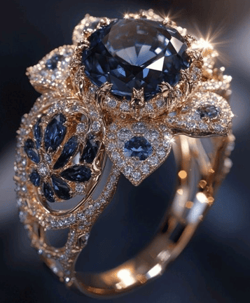 Cincin Rose Gold Batu Biru Mewah Elegansi Berkilau Tanpa Batas