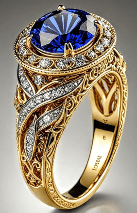 Cincin Batu Biru Klasik Detail Mewah yang Berkarakter