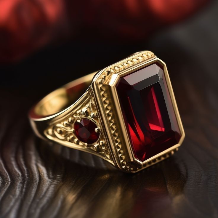 Cincin Pria Rose Gold dengan Batu Merah Karisma Tampil Berani