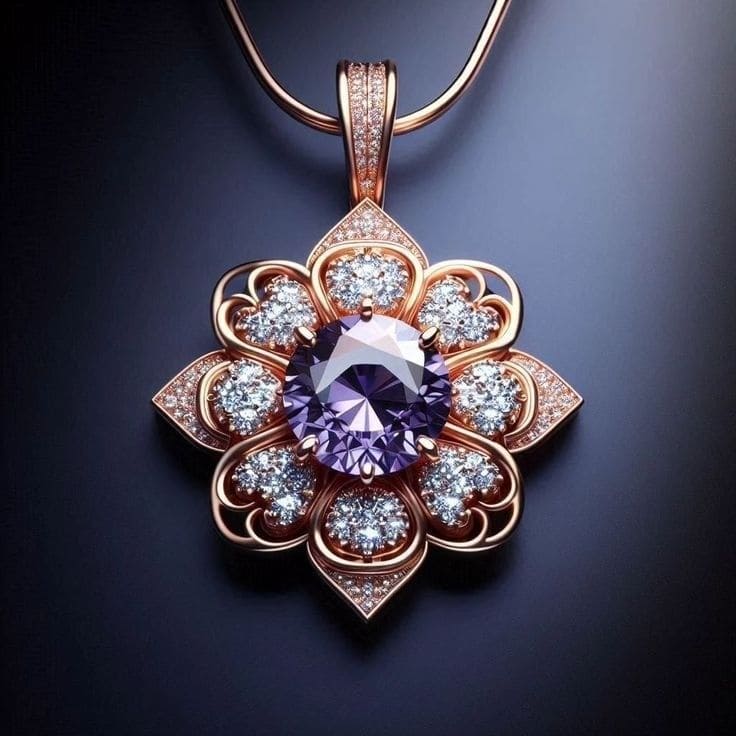 Liontin Emas Batu Ungu