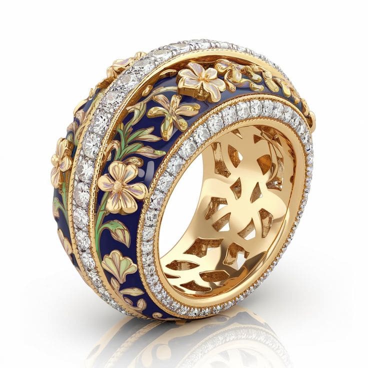 Cincin Emas Berornamen Floral